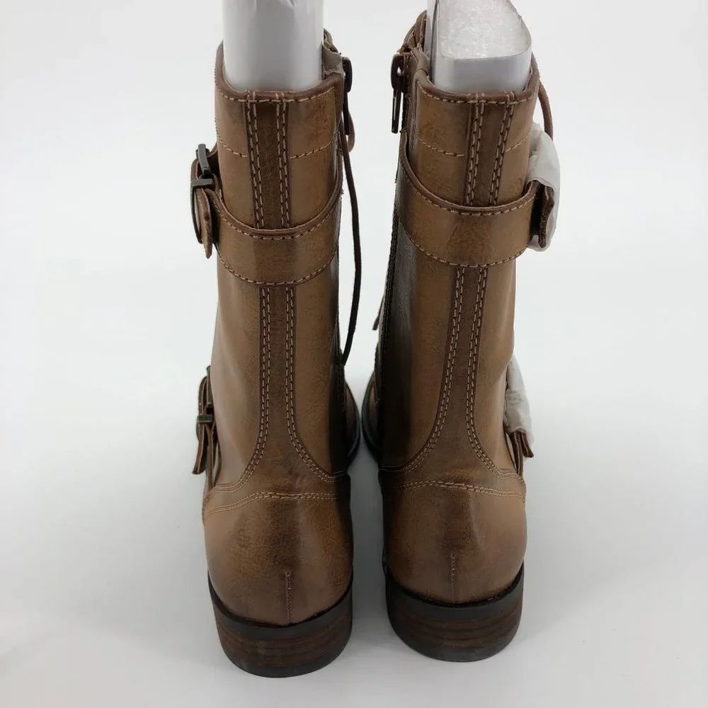 Sole Society Tan Synthetic Combat & Moto Boots | New Without Tags - Picture 4 of 7